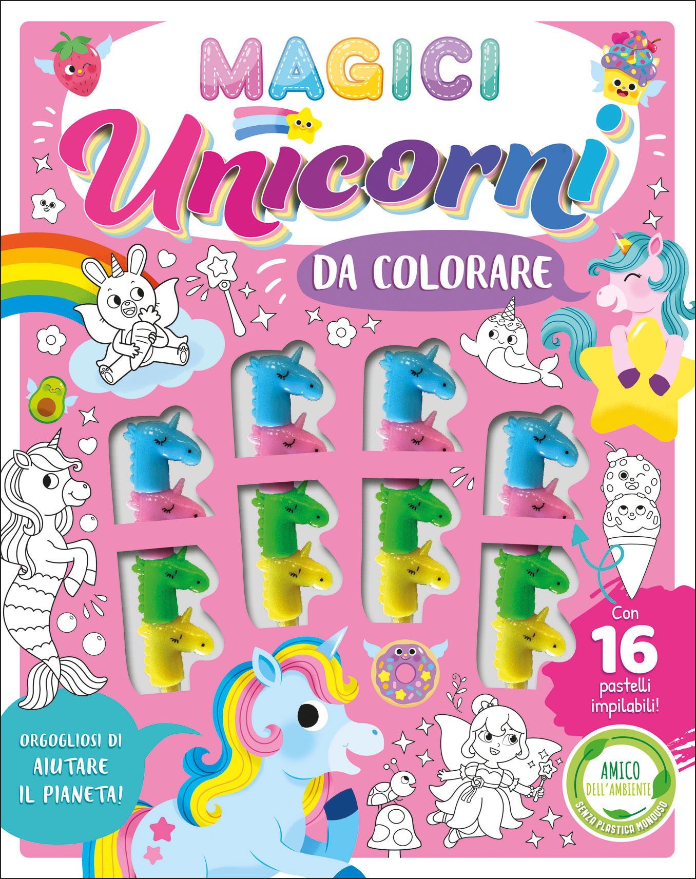 Il mio libro da colorare per bambini da 1 anno: Disegni grandi e semplici  per ragazze e ragazzi. Animali, fiori, frutta, unicorni, dinosauri